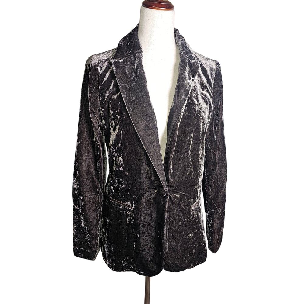 Anthropologie Ett:Twa Chocolate Brown Velvety Lined Blazer Size 4